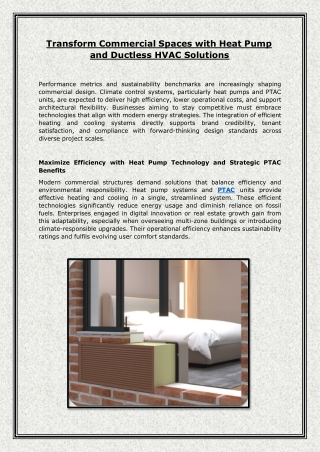 Transform Commercial Spaces with Heat Pump and Ductless HVAC Solutions