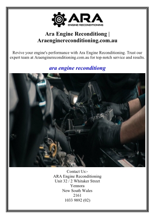 Ara Engine Reconditiong  Araenginereconditioning.com.au