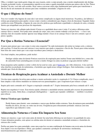 O que é Higiene do Sono e Como Praticar: De Estresse a Serenidade com Pequenos H
