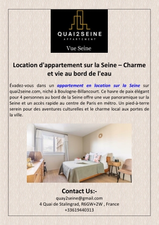 Location d'appartement sur la Seine – Charme et vie au bord de l'eau