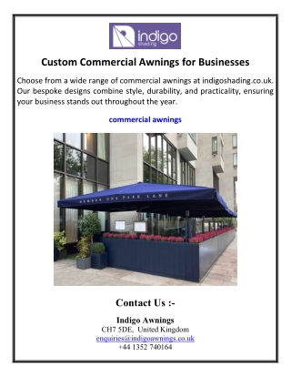 Custom Commercial Awnings for Businesses