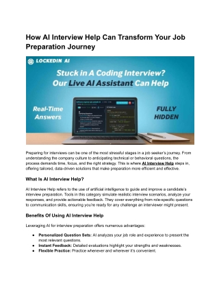 How AI Interview Help Can Transform Your Job Preparation Journey
