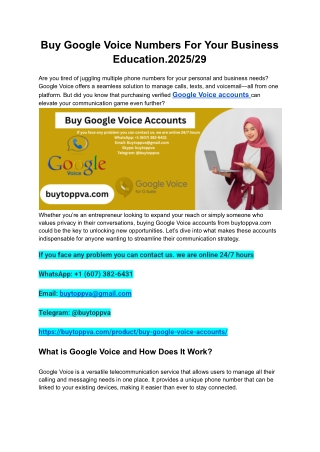 Buy Google Voice Numbers For Your Business Education.2025_29