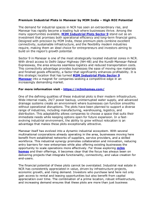 Premium Industrial Plots in Manesar by M3M India – High ROI Potential