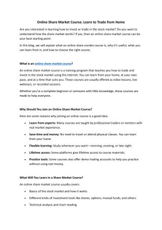 Online Stock Market Courses: Learn to Trade from Anywhere