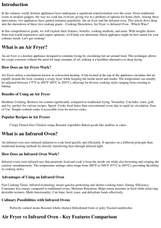 Cooking Showdown: Air Fryer vs Infrared Oven - Which Wins?