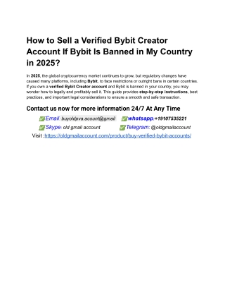 How to Sell a Verified Bybit Creator Account If Bybit Is Banned in My Country in 2025_