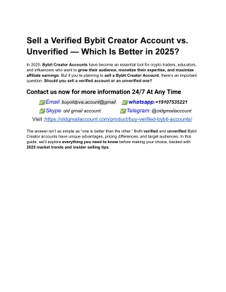 Sell a Verified Bybit Creator Account vs. Unverified — Which Is Better in 2025_