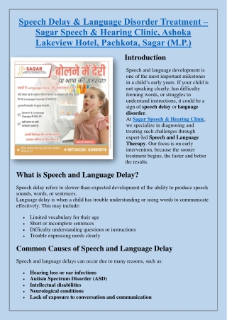 Speech Delay & Language Disorder Treatment – Sagar Speech & Hearing Clinic