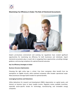 Maximizing Tax Efficiency in Dubai -The Role of Chartered Accountants
