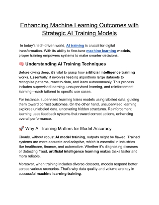 Enhancing Machine Learning Outcomes with Strategic AI Training Models