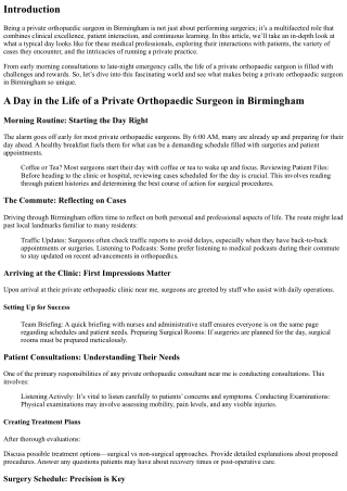 A Day in the Life of a Private Orthopaedic Surgeon in Birmingham