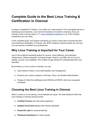 Complete Guide to the Best Linux Training & Certification in Chennai