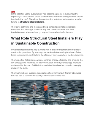 The Role of Structural Steel Installers
