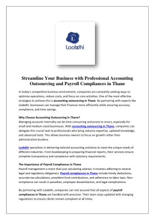 accounting outsourcing in thane - Laabdhi