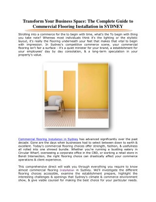 Transform Your Business Space The Complete Guide to Commercial Flooring Installation in SYDNEY
