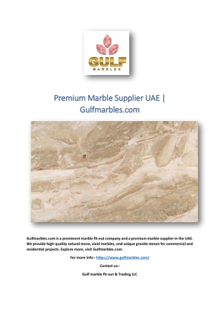 Premium Marble Supplier UAE | Gulfmarbles.com