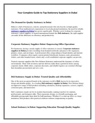 Your Complete Guide to Top Stationery Suppliers in Dubai