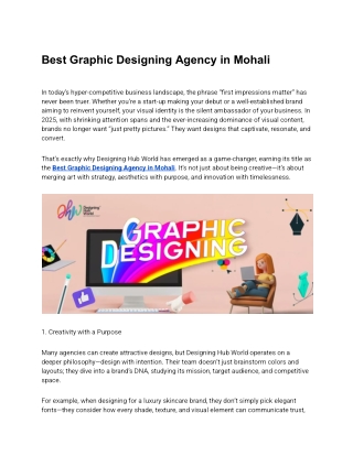 Best Graphic Designing Agency in Mohali