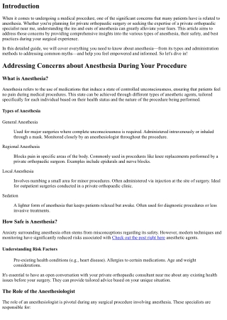 Addressing Concerns about Anesthesia During Your Procedure