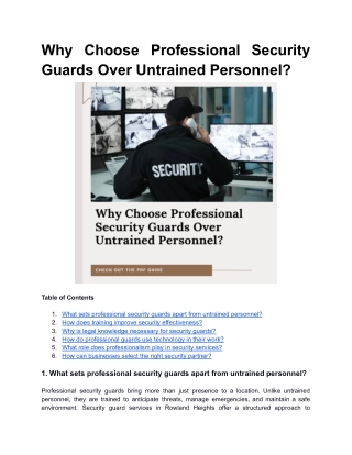 Why Choose Professional Security Guards Over Untrained Personnel?