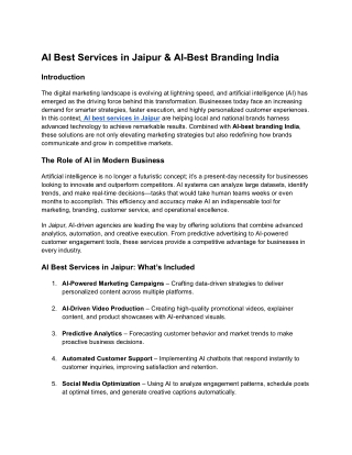 Ai best services in jaipur