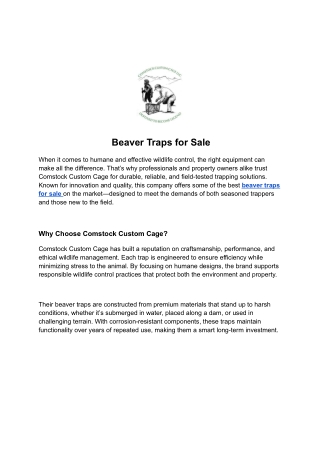 Beaver Traps for Sale