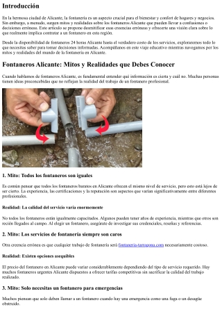 Fontaneros Alicante: Mitos y Realidades que Debes Conocer