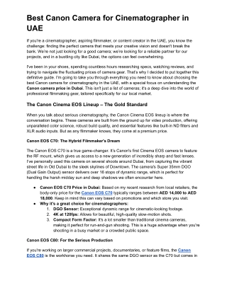 Best Canon Camera for Cinematographer in UAE