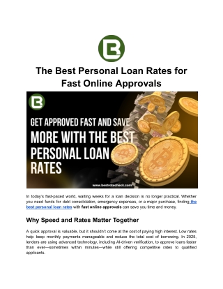 The Best Personal Loan Rates for Fast Online Approvals
