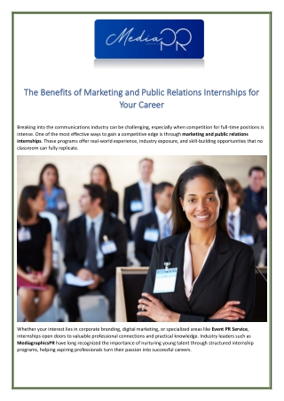 The Benefits of Marketing and Public Relations Internships for Your Career