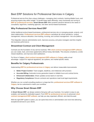 Best ERP Solutions for Professional Services in Calgary