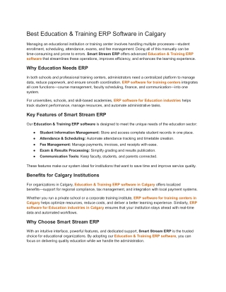 Best Education & Training ERP Software in Calgary