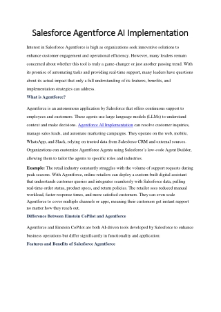 Salesforce Agentforce AI Implementation