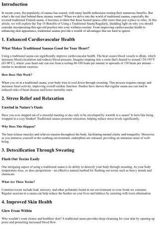 Top 10 Benefits of Using a Traditional Sauna Regularly