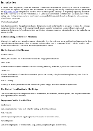 The Impact of Gamification on Modern Slot Machines