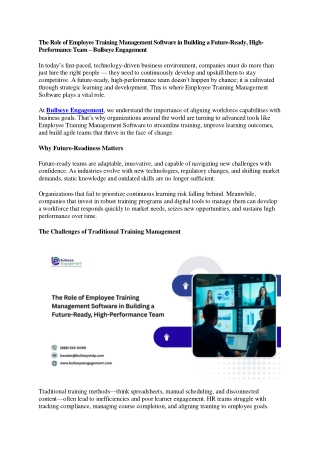 The Role of Employee Training Management Software in Building a Future-Ready, High-Performance Team – Bullseye Engagemen