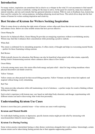 Best Strains of Kratom for Writers Seeking Inspiration