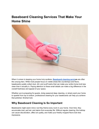 Baseboard Cleaning Services That Make Your Home Shine