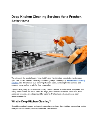 Deep Kitchen Cleaning Services for a Fresher, Safer Home