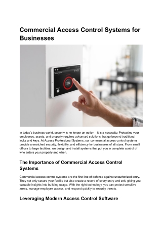 Commercial Access Control Systems for Businesses