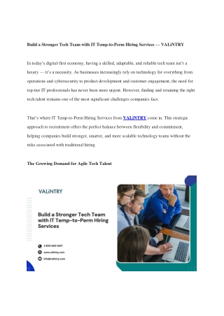Build a Stronger Tech Team with IT Temp-to-Perm Hiring Services — VALiNTRY