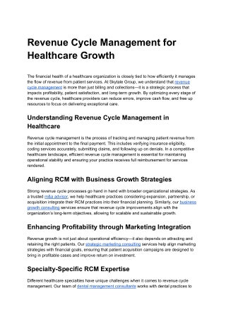 Revenue Cycle Management for Healthcare Growth