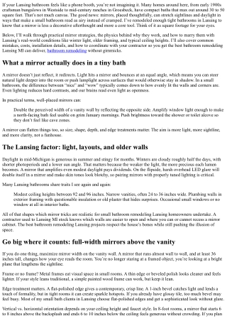 Small Bathroom Remodeling Lansing: Mirror Tricks for Bigger Feel