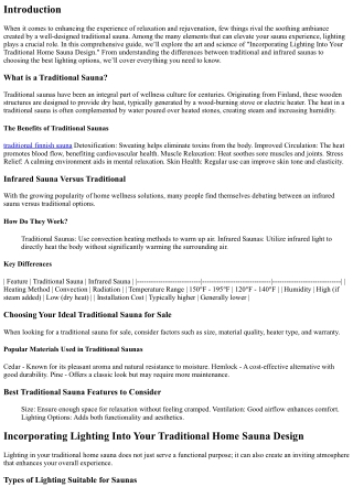 Incorporating Lighting Into Your Traditional Home Sauna Design