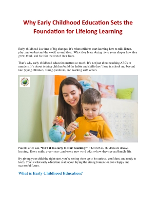 Why Early Childhood Education Sets the Foundation for Lifelong Learning