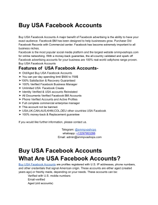 Buy USA Facebook Accounts