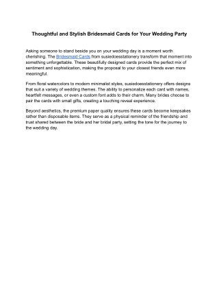 Thoughtful and Stylish Bridesmaid Cards for Your Wedding Party