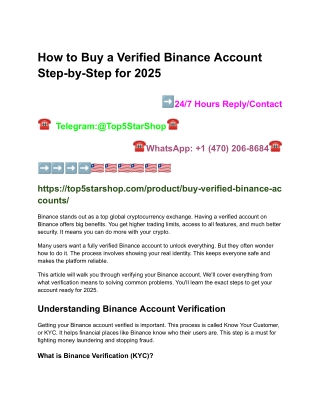 How to Buy a Verified Binance Account Step-by-Step for 2025