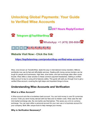 Unlocking Global Payments_ Your Guide to Verified Wise Accounts